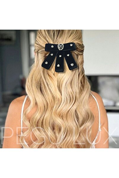 Pegu PANGILĂ DE CATIFEA NEGRĂ DESIGN SPECIAL CATARAMĂ AUTOMATĂ DETALIE PIATRĂ