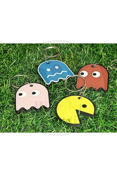 Bi'şeyler Sepeti Pacman 4-Piece Keychain Set - Convenient Use