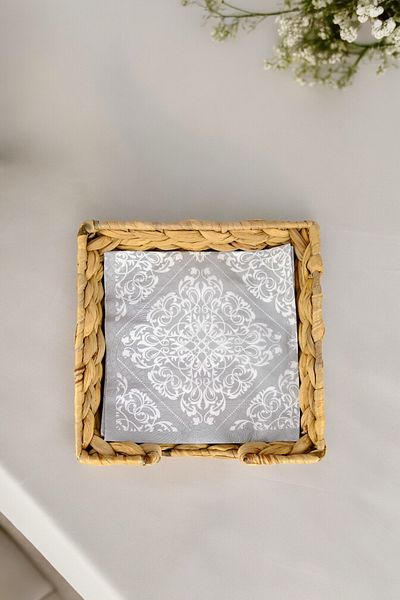 Digithome 19 Cm Brown Wicker Table Top - Square Horizontal Napkin Holder I/2 C1-1-289