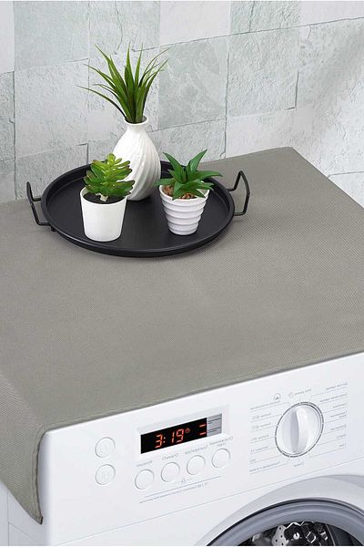 HOMELKA Washing Machine Cover Liquid Proof Fabric Green Color Flat Model