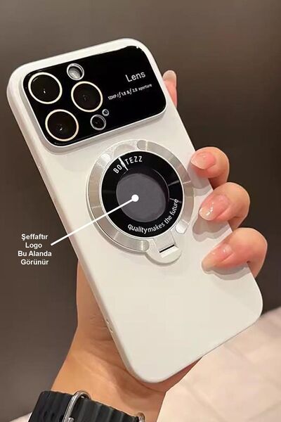 CONOCER Apple Iphone 15 Magsafe Kapanan Standlı Logo Gözüken Kamera Çerçeveli...