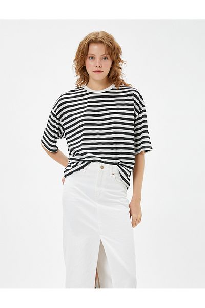Koton Tricou cu mânecă scurtă, decolteu, amestec de viscoză