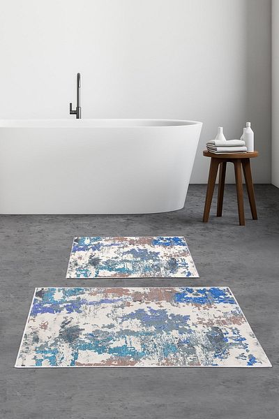 Alanur Home Set de toaletă digital pentru baie cu bază anti-alunecare Alanur Trend Kt488 Albastru