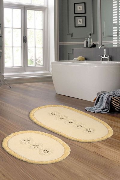 Alanur Home Eiffel Fringed Bathroom 2-Piece Toilet Set Cream