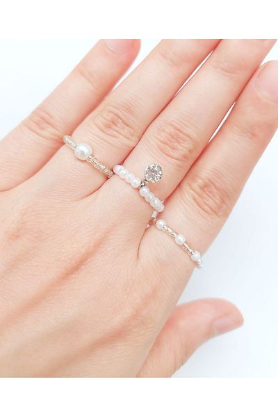 REN AKSESUAR Elastic Pearl Ring Set
