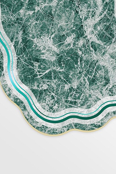 Alanur Home Laser Cut Djt 2 Piece Washable Non-Slip Base Bathroom Mat Toilet Seat Set 203 Figured Turquoise