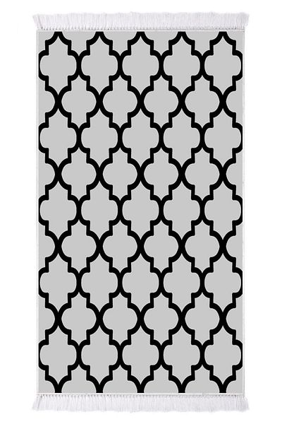 Dekoreko Silk Carpet Digital Fringed 1882 Pattern 7