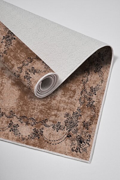 Alanur Home Alanur Trend Non-Slip Base Digital Bathroom Set Brown