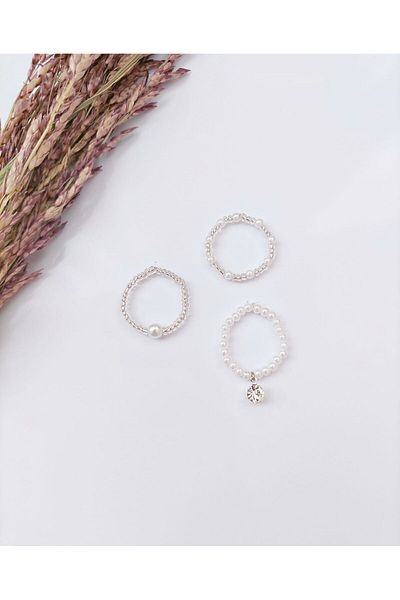 REN AKSESUAR Elastic Pearl Ring Set