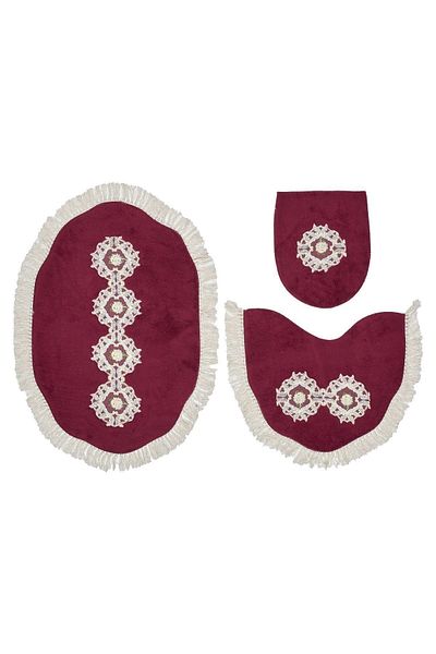 Alanur Home Set de 3 roșu claret brodat în formă de regina