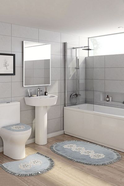 Alanur Home Queen Oval Brodat Set de 3 Gri