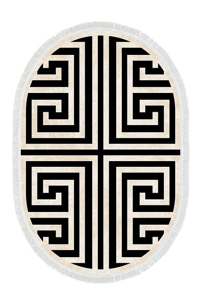 Alanur Home Eko Trend Djt 2 Pack Πλενόμενη αντιολισθητική βάση Οβάλ Χαλάκι μπάνιου 658m Μοντέρνο Μαύρο (50 X 80 - 40 X 50)