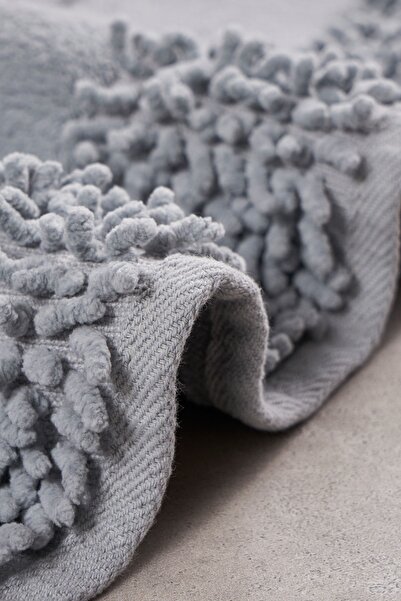 Alanur Home Salina Oval Cotton Makarnalı 2 Li Paspas Gri