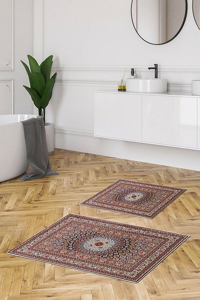 Alanur Home Alanur Trend Non-Slip Base Digital Bathroom Set Kt447 Brown