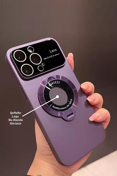 CONOCER Apple Iphone 15 Pro Magsafe Kapanan Standlı Logo Gözüken Kamera Çerçe...