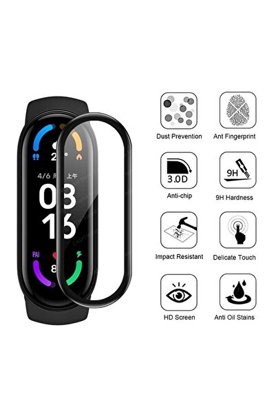 CONOCER Xiaomi Mi Band 5 Ve 6 Uyumlu A+ Yüksek Kalite 5D Tam Kaplayan Kırılma...