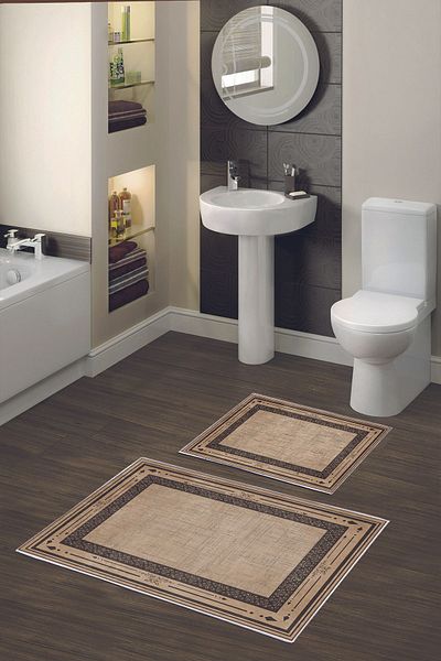 Alanur Home Alanur Trend Non-Slip Base Digital Bathroom 2-Piece Toilet Set Kt487 Mink