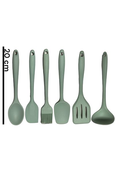 Multiamo 20 Cm Mini Size - 6 Piece Heat Resistant Silicone Ladle and Spoon Set