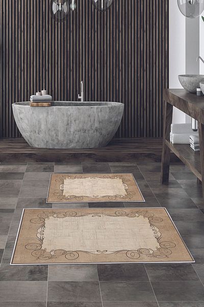 Alanur Home Alanur Trend Non-Slip Base Digital Bathroom Set Kt486 Mink