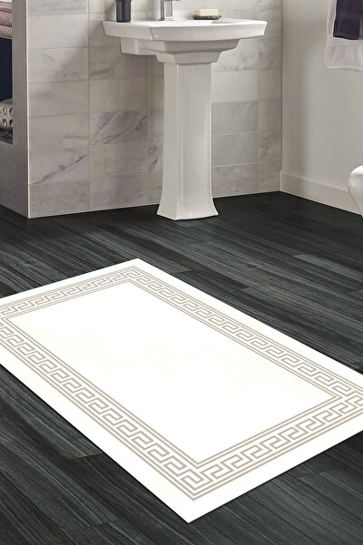 Dekoreko Kaymaz Taban Djt Banyo Halısı Yıldız Deri Modern 626m Krem