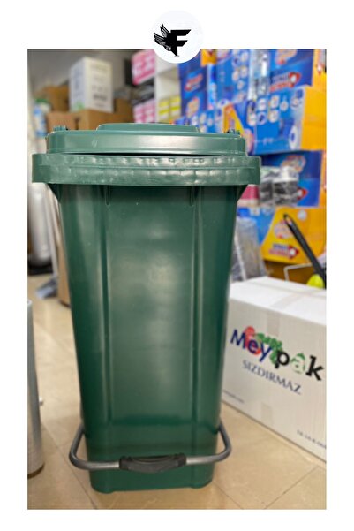 FİGANLAR ÖZEL çift katmanlı pedallı 120 lt yeşil çöp konteynırı çöp kovası da...