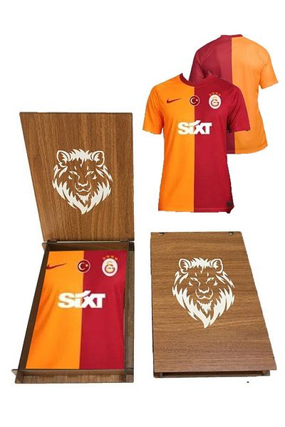 Galatasaray 2023/2024 Licensed and Original Lion Jersey Wooden Box - with Domestic Parts
