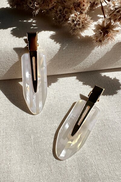 2-Piece Trackless Clip Buckle Set White Gold Mixed Color Pearl