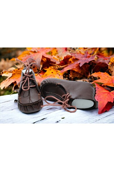 Akdam Hakiki Dana Derisi Bebek Tabanlı Ilk Adım Ayakkabısı - Kahverengi Taban...