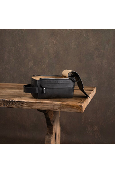 MOFT Hakiki Deri Dopp Kit El Çantası Antrasit