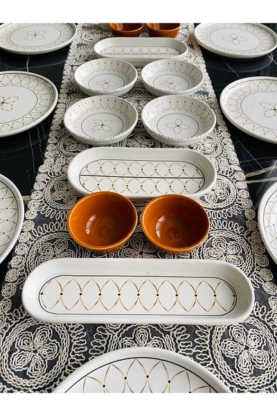 VENÜS HOME DECORATION Gold Ellipse 20 Pieces for 8 People