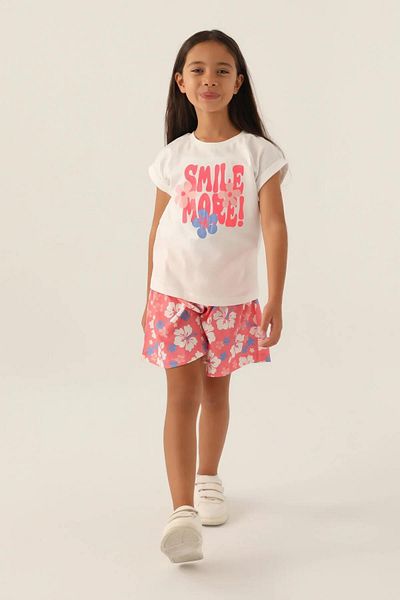 ROLY POLY 3407-2 Smile More Girl's Floral Patterned Shorts Set