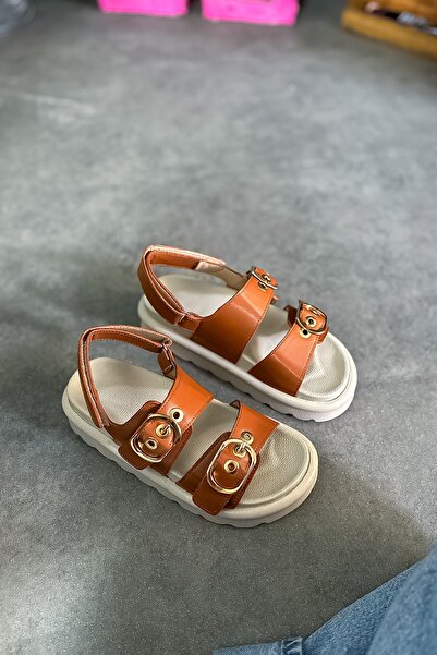 SHOEBELLAS Mui Tan Women's Sandals - Double Buckle Detail
