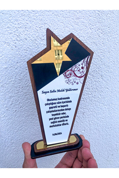 imzatasarım Kişiye Özel Yıldızlı Ahşap Plaket Anne Baba Öğrenci Ödül Öğretmen...