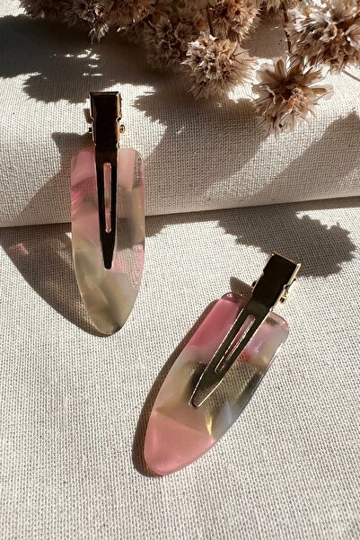 ODESE DESIGN 2’li Iz Yapmayan Klips Toka Seti Pembe Altın Karışık Renkli Sedef