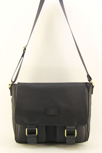 HNB Unisex Black Leather Postman Business School Briefcase (WITH HANDBAG GIFT)