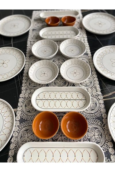 VENÜS HOME DECORATION Gold Elips 18 Piece Breakfast Set for 6 Persons