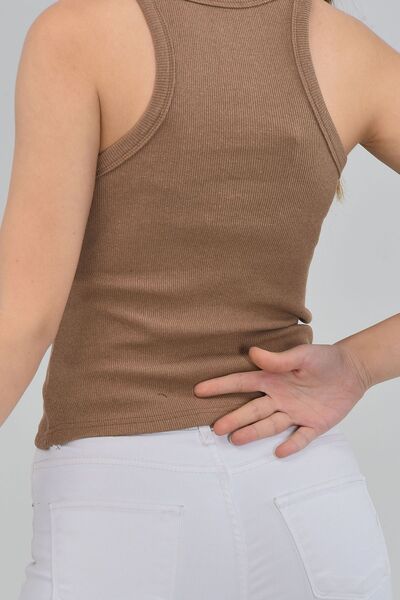 NOBLELOOK Women's Mink Ribbed Halter Collar Knitted Tank Top