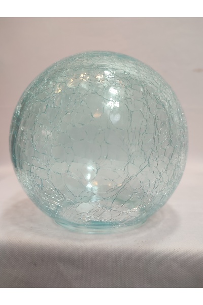 KUĞULU Glob Avize Camı Turkuaz Mavi Renkli Çatlatılmış Desenli (ÇAP: 15.00CM-...