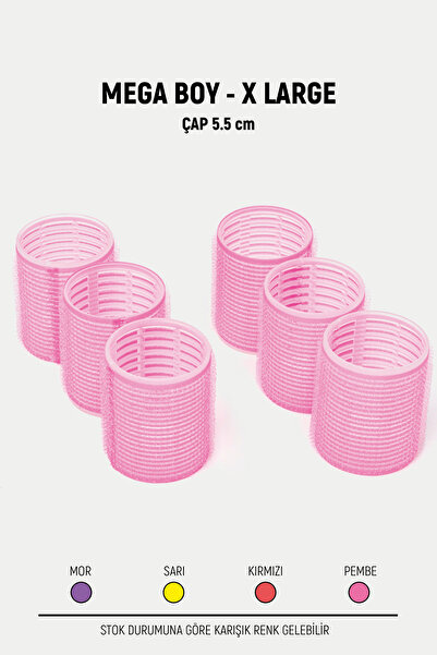 Gold Beauty MEGA BOY 6 lı Bigudi Cırtlı - Yapışkanlı Saç Bigudisi 6 ADET (Çap 55mm)