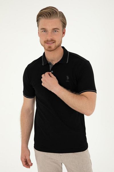 U.S. Polo Assn. Black Polo Neck Men's T-shirt