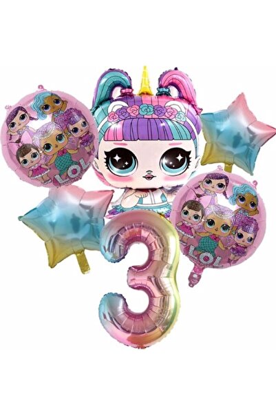 Parti Station Unicorn Lol Bebek Konsept 3 Yaş Balon Doğum Günü Set Yaş Balon Set