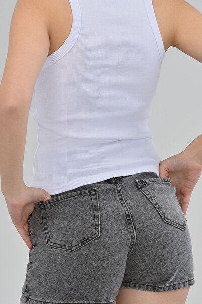 NOBLELOOK Women's White Ribbed Halter Collar Knitted Tank Top