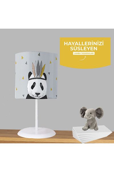 Bebaks Panda Patterned Apache Table - Lampshade Model