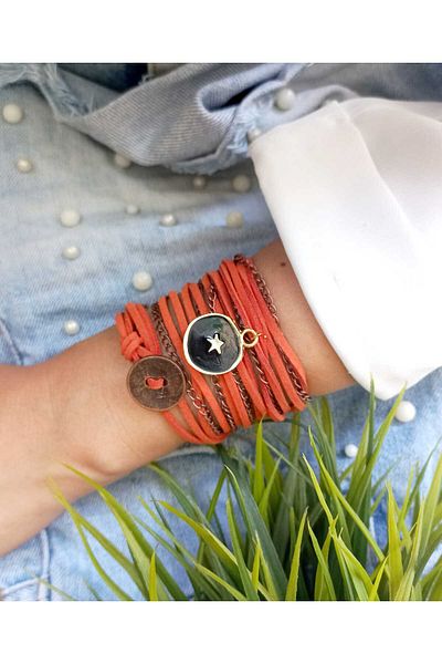 ZeynDesign   Turbo Star Wrap Wrap - Multi Bracelet, Orange