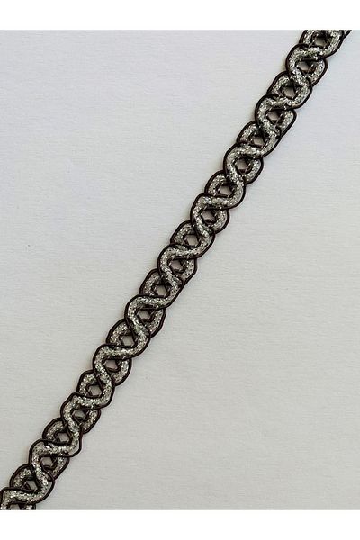 Öztürk Seam Sealer Decorative Ribbon Silver Glitter. 13mmx5meter. Bitter coffee.