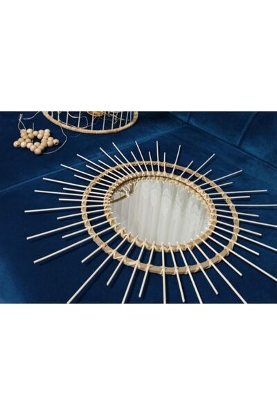 HM Home Bambu Aynalı Dresuar Ayna Salon Mutfak Antre Ofis Duvar Aksesuarı