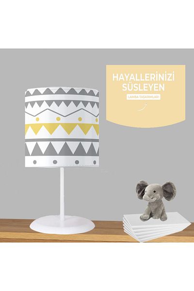Bebaks Table Top Night Lamp - Flag Pennant Pattern
