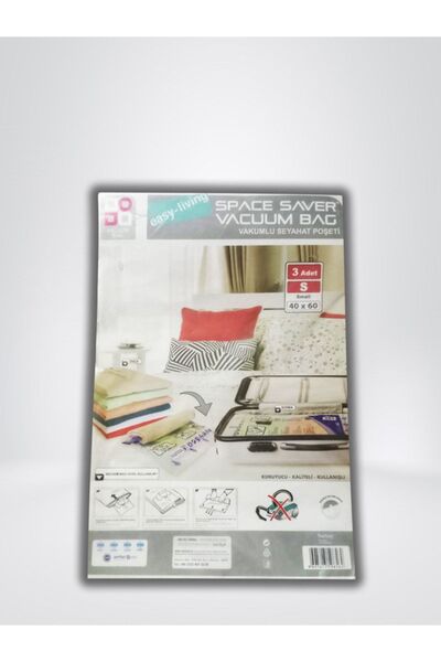 VACUUM حقيبة سفر مفرغة قابلة للطي 3 قطع، 40x60 صغيرة سهلة المعيشة (حقيبة SPACE SAVER)