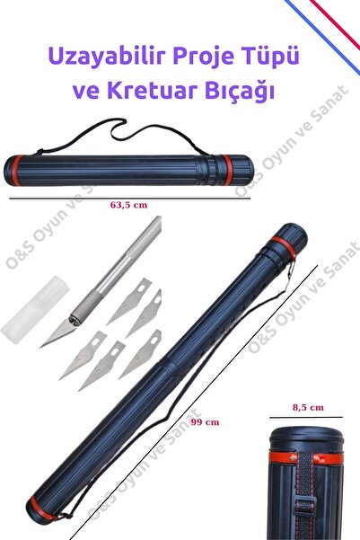 O&S Oyun ve Sanat Eğlen-Üret Proje tüpü, silindir proje çantası, yuvarlak pıroje kutusu, bazuka çanta, neşter kretuar bıçağı