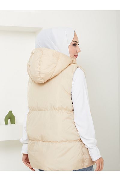 VOLT CLOTHİNG Women's 3-Pocket Padded Zippered Hooded Vest
